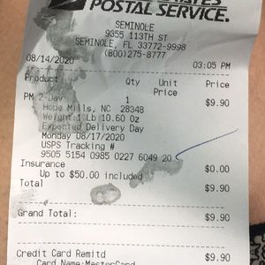 Receipt for @dangrl001 shoe shipment